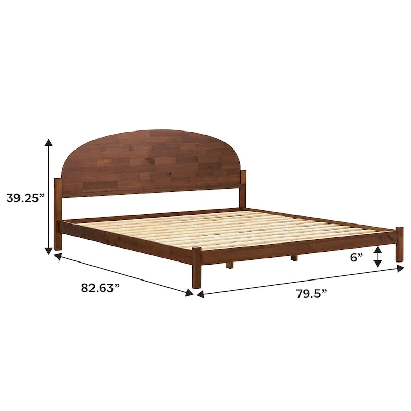 Lit king size en pin massif avec tête de lit cintrée