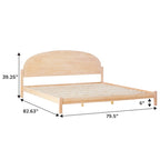 Lit king size en pin massif avec tête de lit cintrée