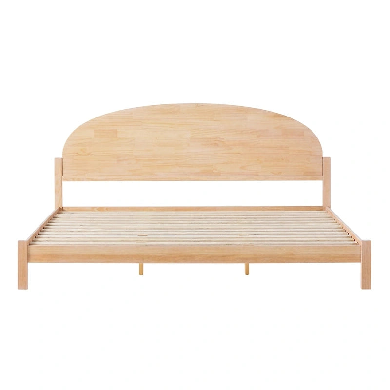 Lit king size en pin massif avec tête de lit cintrée