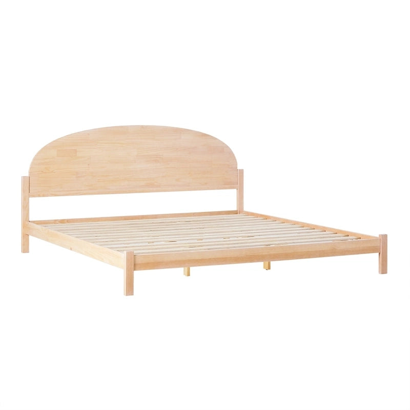 Lit king size en pin massif avec tête de lit cintrée