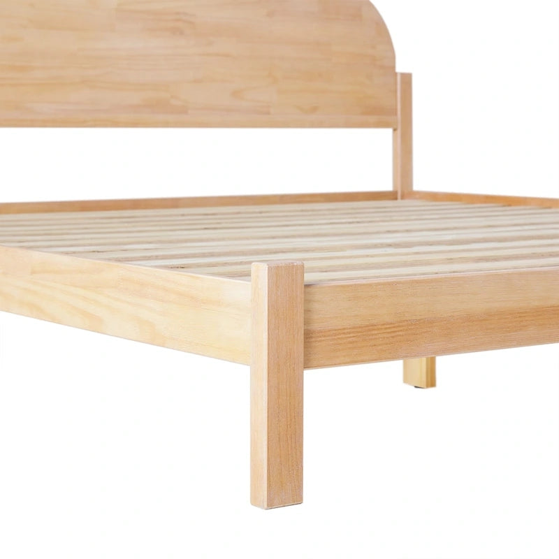 Lit king size en pin massif avec tête de lit cintrée