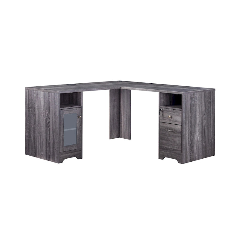 Bureau d'ordinateur d'angle de 59 pouces de style transitionnel avec US