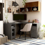 Bureau d'ordinateur d'angle de 59 pouces de style transitionnel avec US