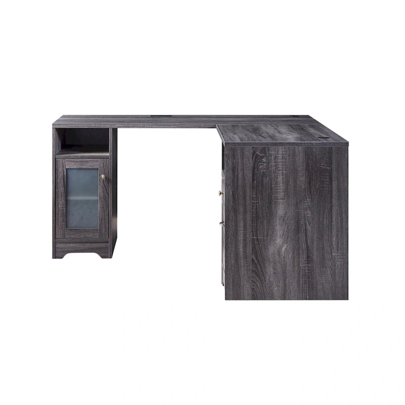 Bureau d'ordinateur d'angle de 59 pouces de style transitionnel avec US
