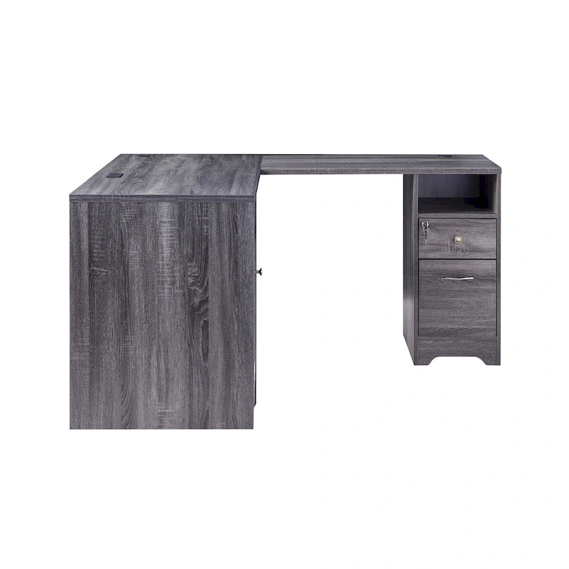 Bureau d'ordinateur d'angle de 59 pouces de style transitionnel avec US