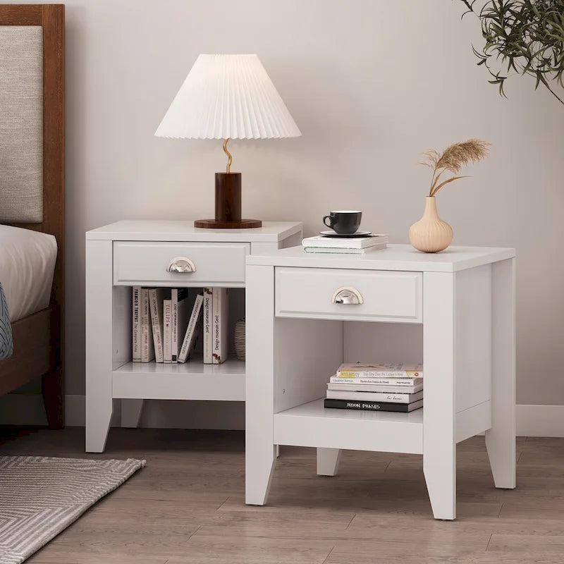 Table de chevet en bois avec tiroir (Lot de 2)