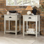 Table de chevet rustique à un tiroir, lot de 2