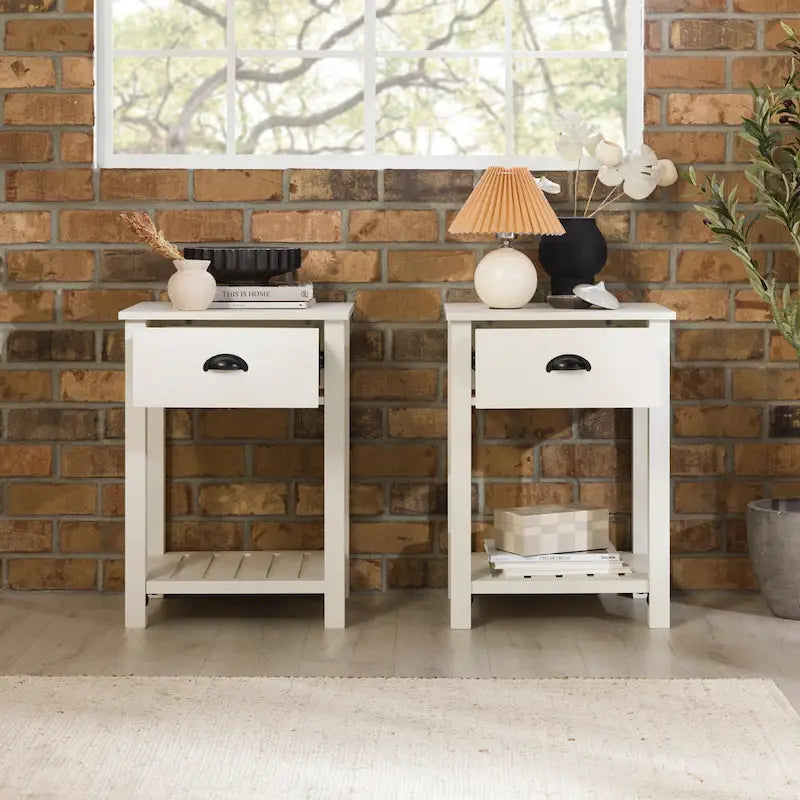Table de chevet rustique à un tiroir, lot de 2