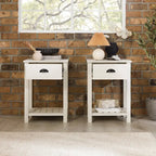 Table de chevet rustique à un tiroir, lot de 2