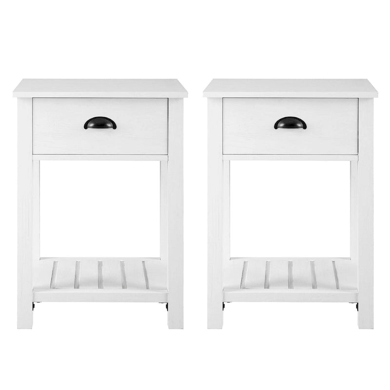 Table de chevet rustique à un tiroir, lot de 2