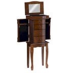 Armoire à bijoux sur pied en noyer et miroir