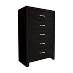 Commode Ancy de 122 cm de haut à 5 tiroirs, poignées incrustées de faux diamants, noire