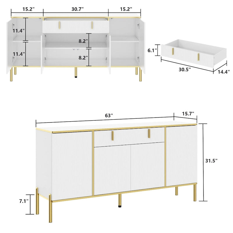 Buffet Commode Meuble de rangement Console Meuble télé Porte escamotable