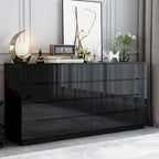 Commode double à 8 tiroirs avec tiroirs brillants, commode double légère