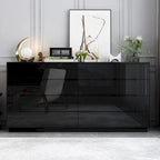 Commode double à 8 tiroirs avec tiroirs brillants, commode double légère