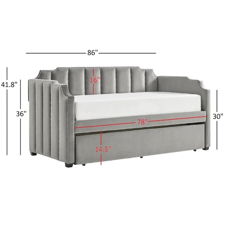 Lit de repos en velours gris