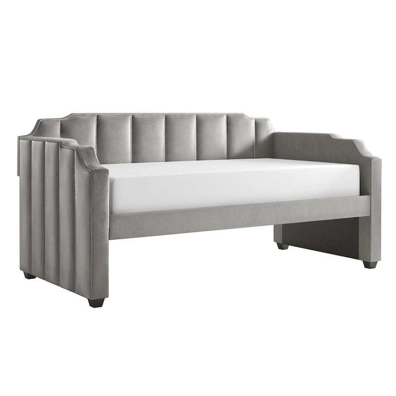Lit de repos en velours gris