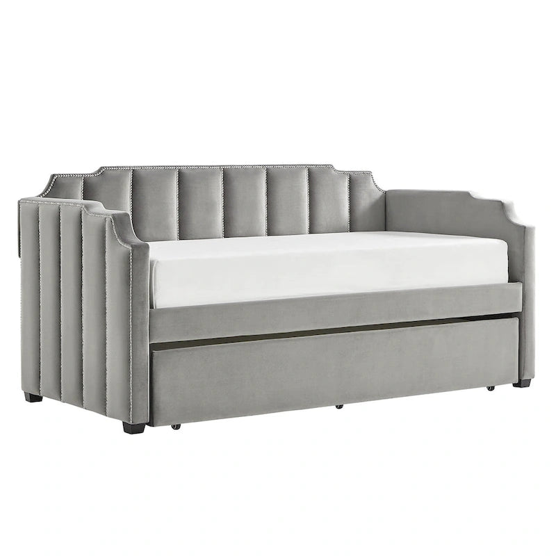 Lit de repos en velours gris