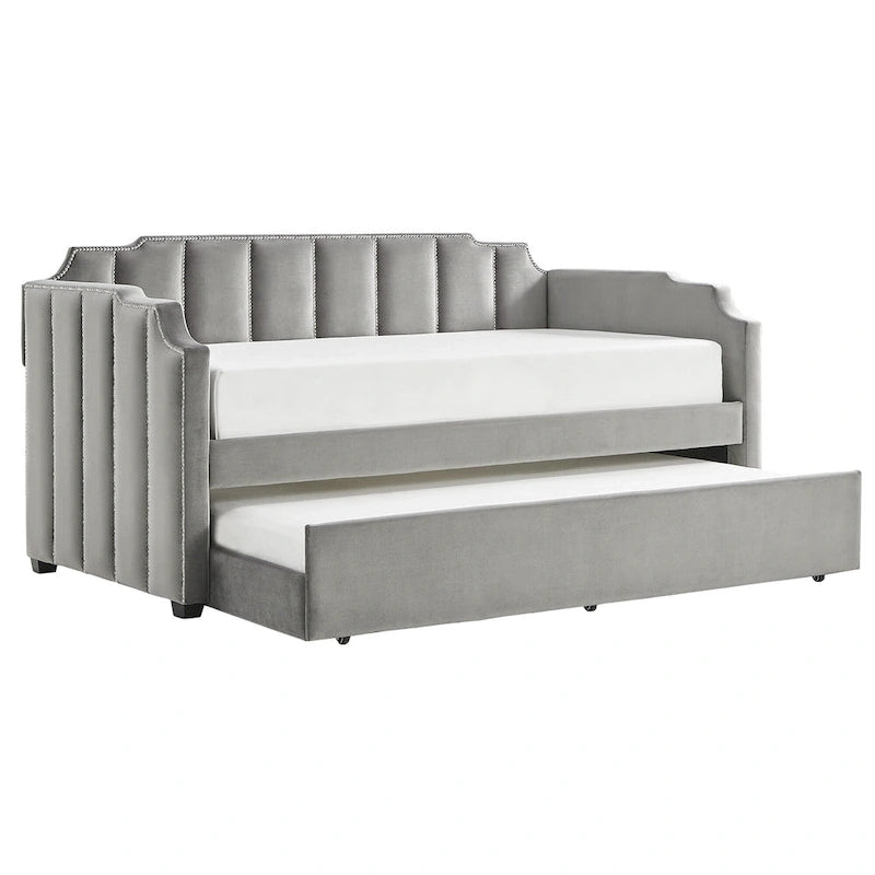 Lit de repos en velours gris