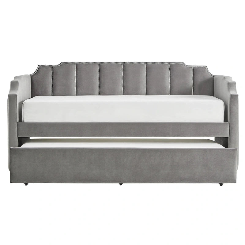 Lit de repos en velours gris