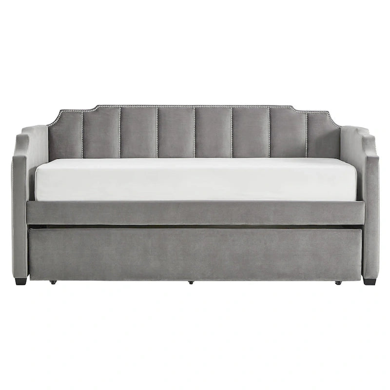 Lit de repos en velours gris