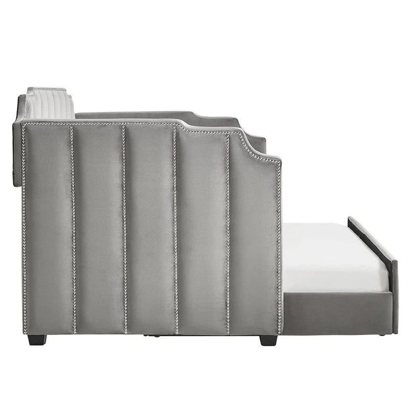 Lit de repos en velours gris
