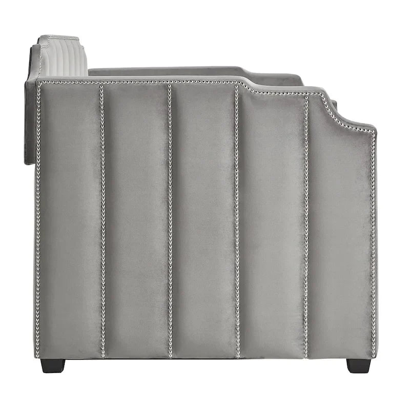 Lit de repos en velours gris