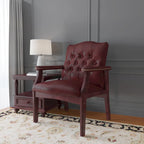 Chaise d'appoint en vinyle capitonnée avec bordures cloutées en laiton antique