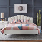 Lit plateforme moderne Queen rembourré en velours