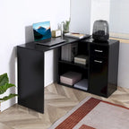 Bureau d'angle informatique en L avec étagères de rangement rotatives et tiroir pour la maison et le bureau