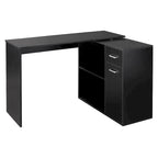 Bureau d'angle informatique en L avec étagères de rangement rotatives et tiroir pour la maison et le bureau