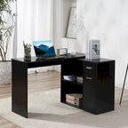 Bureau d'angle informatique en L avec étagères de rangement rotatives et tiroir pour la maison et le bureau