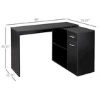 Bureau d'angle informatique en L avec étagères de rangement rotatives et tiroir pour la maison et le bureau