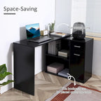 Bureau d'angle informatique en L avec étagères de rangement rotatives et tiroir pour la maison et le bureau