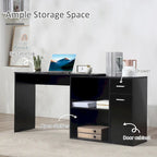 Bureau d'angle informatique en L avec étagères de rangement rotatives et tiroir pour la maison et le bureau