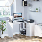 Bureau d'angle informatique en L avec étagères de rangement rotatives et tiroir pour la maison et le bureau