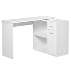 Bureau d'angle informatique en L avec étagères de rangement rotatives et tiroir pour la maison et le bureau