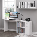 Bureau d'angle informatique en L avec étagères de rangement rotatives et tiroir pour la maison et le bureau