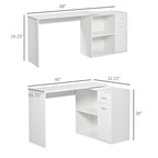 Bureau d'angle informatique en L avec étagères de rangement rotatives et tiroir pour la maison et le bureau