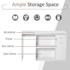 Bureau d'angle informatique en L avec étagères de rangement rotatives et tiroir pour la maison et le bureau