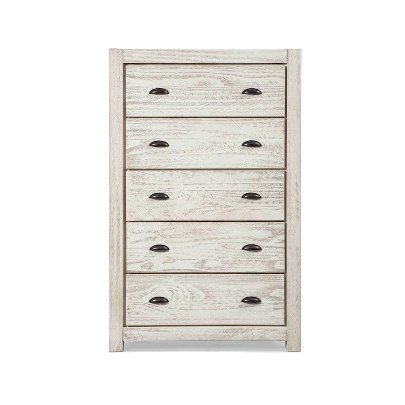 Grain Wood Furniture Commode en bois massif à 5 tiroirs