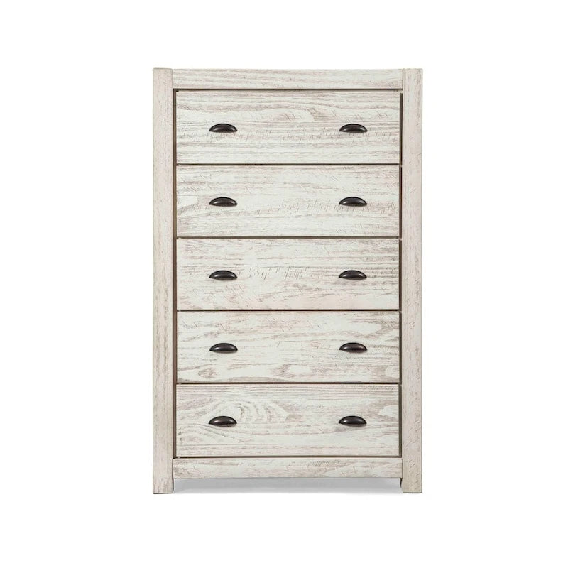 Grain Wood Furniture Commode en bois massif à 5 tiroirs