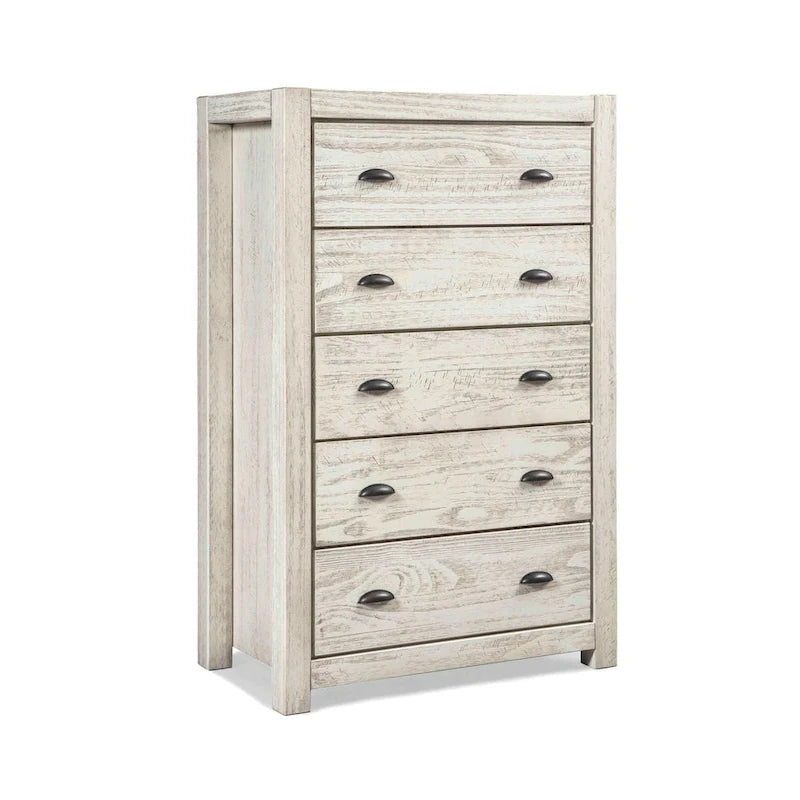 Grain Wood Furniture Commode en bois massif à 5 tiroirs