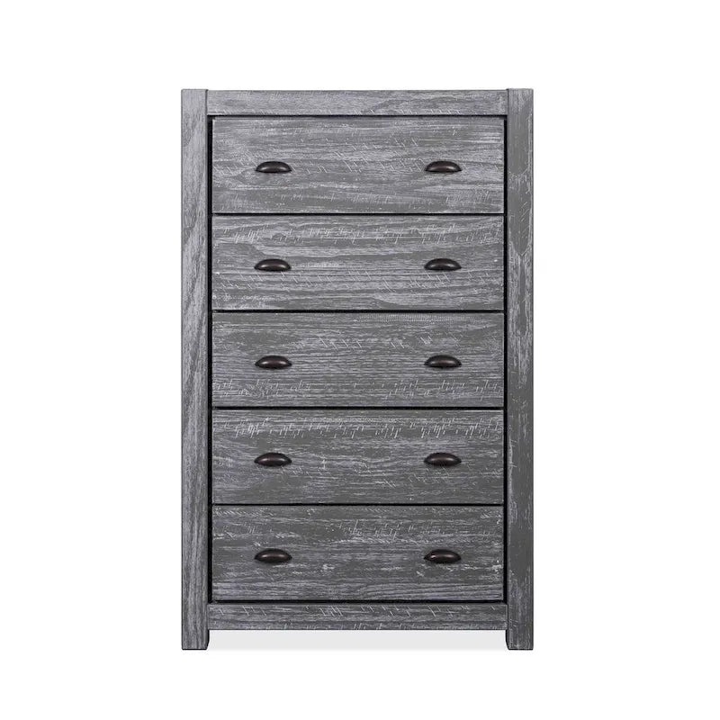 Grain Wood Furniture Commode en bois massif à 5 tiroirs