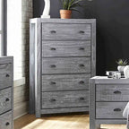 Grain Wood Furniture Commode en bois massif à 5 tiroirs