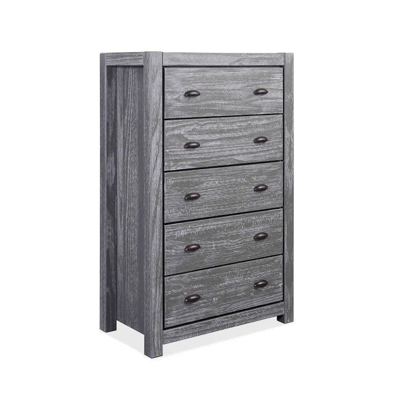 Grain Wood Furniture Commode en bois massif à 5 tiroirs