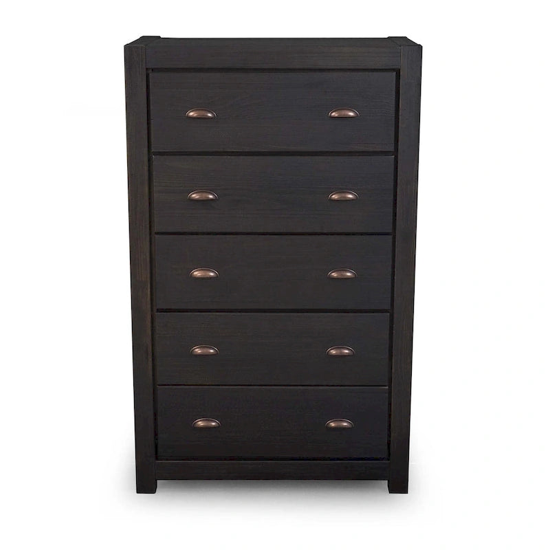 Grain Wood Furniture Commode en bois massif à 5 tiroirs