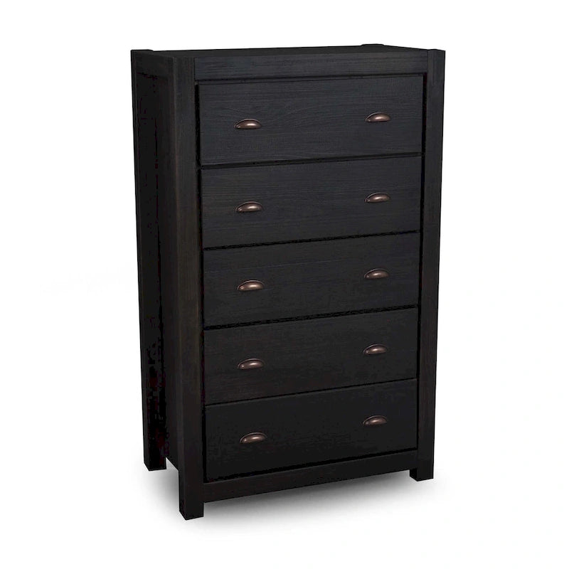 Grain Wood Furniture Commode en bois massif à 5 tiroirs