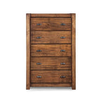 Grain Wood Furniture Commode en bois massif à 5 tiroirs