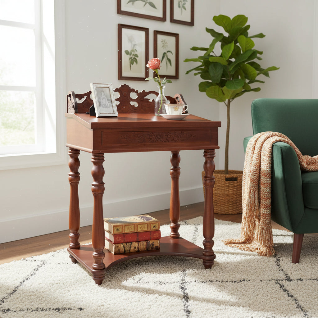 Windsor Carved Wood Writing Desk